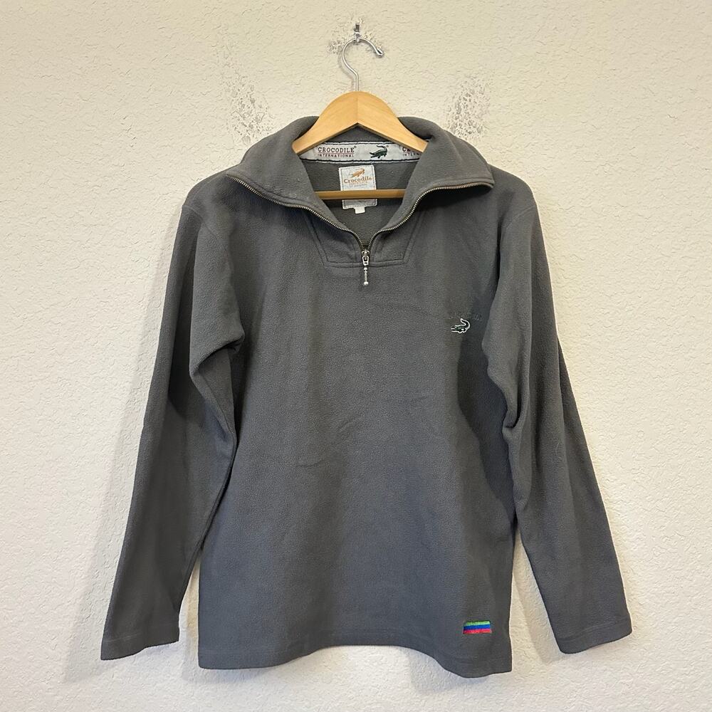 Vintage CROCODILE INTERNATIONAL Sweatshirt Gray Half Zip Pullover Fleece